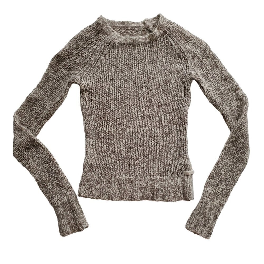 American Eagle Angora Rabbit Hair Wool Blend Form Fitting Open Weave Sweater XS - Picture 4 of 14